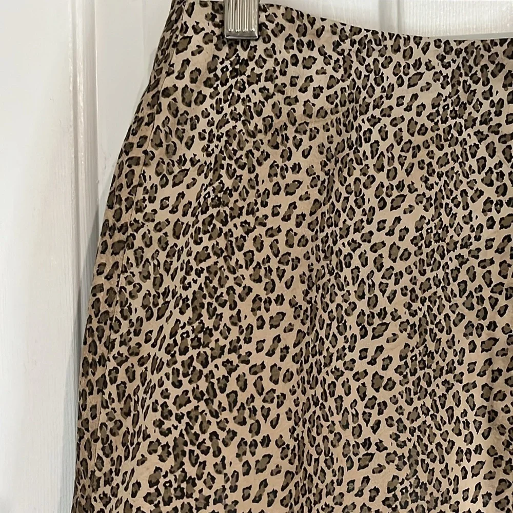 NWT Vintage 100% Leather Deadstock Chia‎ Leopard Print Wrap Skirt Size 10 90s